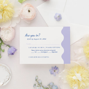 Blue Lavender Wave Scallop Monogram Menu Wedding