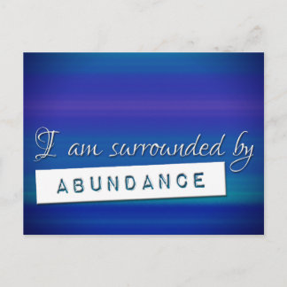 Blue Law of Attraction Abundance Affirmation Postcard