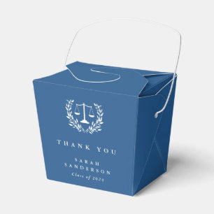 Blue Law Scales+Laurel Wreath Graduation Favor Boxes