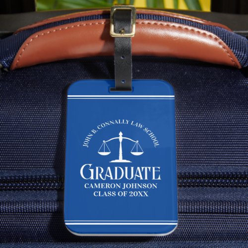Blue Law School Graduate Personalized Graduation Luggage Tag