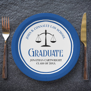 Blue Law School Graduation Party Personalized Paper Plates