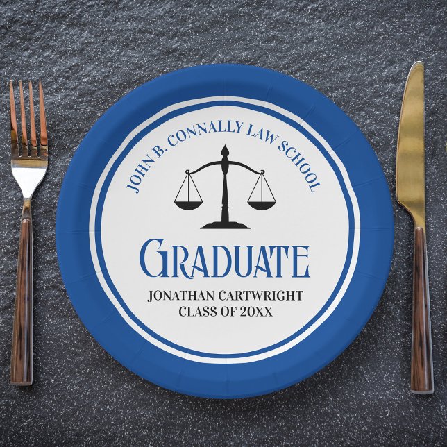 Blue Law School Graduation Party Personalized Paper Plates (Creator Uploaded)