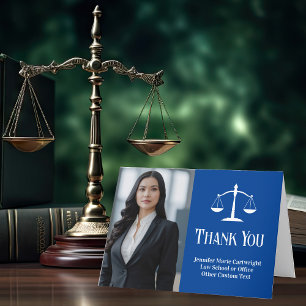 Blue Law School Graduation Photo Custom Lawyer Letterpress Thank You Card