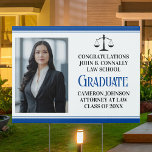 Blue Law School Graduation Photo Yard Sign