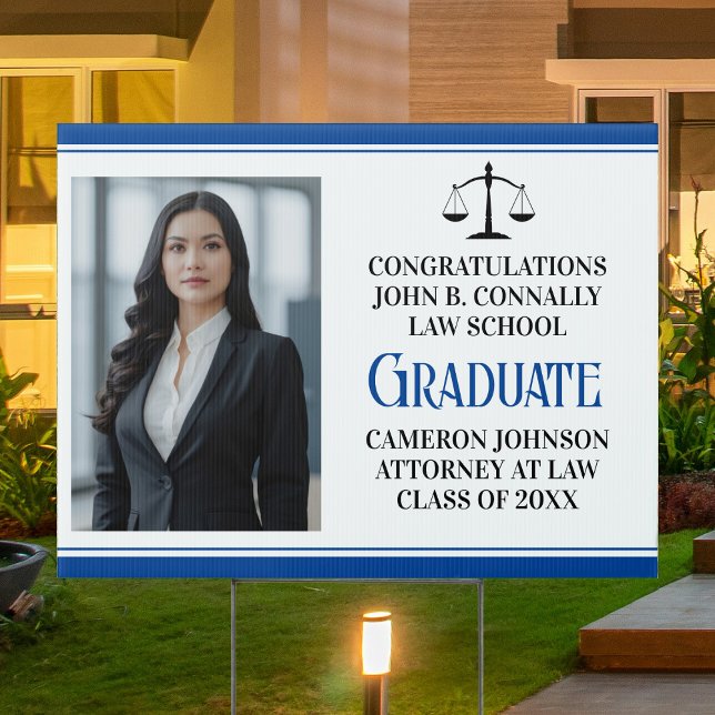 Blue Law School Graduation Photo Yard Sign (Creator Uploaded)