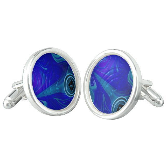 Blue Lawn Bowl, Cufflinks (Angled)