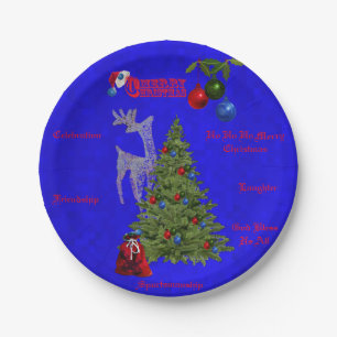Blue Lawn Bowls Christmas Design, Paper Plates