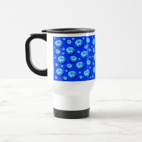 Blue Lawn Bowls Oil Paint Pattern Travel Mug