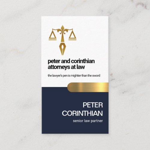 Blue Layer Gold Tab Scales Of Justice Lawyer Business Card