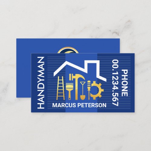 Blue Layer Lines Rooftop Handyman Tools Business Card