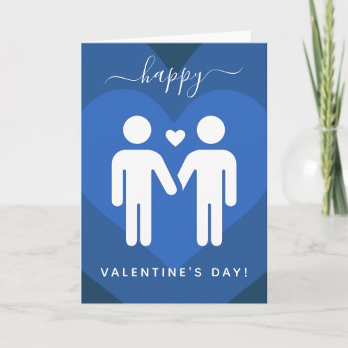 Blue Layered Heart Gay Couple p_0098 Card