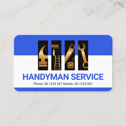 Blue Layers Gold Handyman Tools Tab Business Card