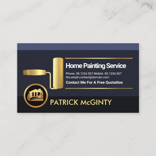 Blue Layers Gold Roller Paint Brush Home Painter Business Card