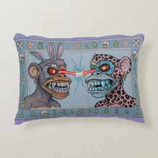 Blue Lazer-Eyed Apes Turkish-ish Rug  Accent Pillow