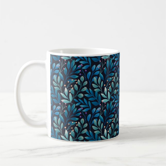 Blue Leaf Botanical Mug (Left)