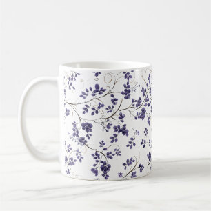 Blue Leaf Pattern Coffee Mug