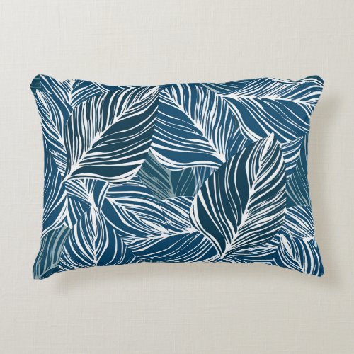 Blue Leaf Pattern Vintage Wallpaper Accent Pillow