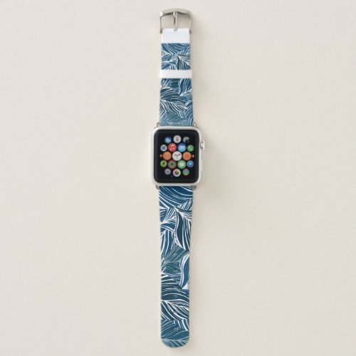 Blue Leaf Pattern Vintage Wallpaper Apple Watch Band