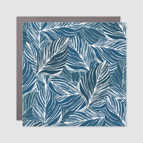 Blue Leaf Pattern Vintage Wallpaper Car Magnet