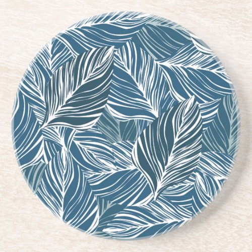 Blue Leaf Pattern Vintage Wallpaper Coaster