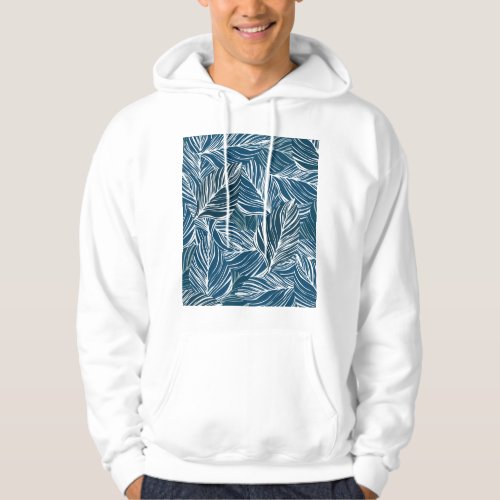 Blue Leaf Pattern Vintage Wallpaper Hoodie