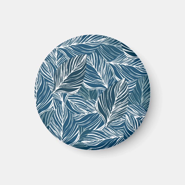 Blue Leaf Pattern: Vintage Wallpaper. Magnet (Front)