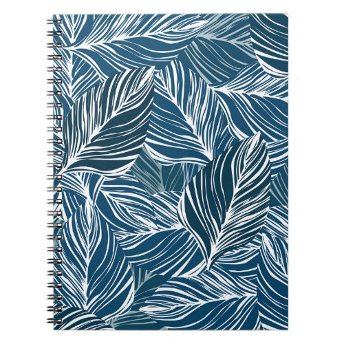 Blue Leaf Pattern Vintage Wallpaper Notebook