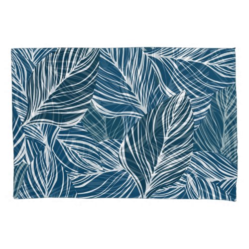 Blue Leaf Pattern Vintage Wallpaper Pillow Case