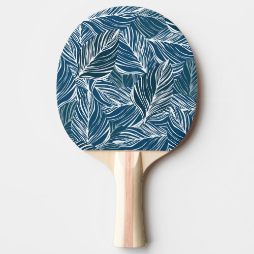 Blue Leaf Pattern Vintage Wallpaper Ping Pong Paddle
