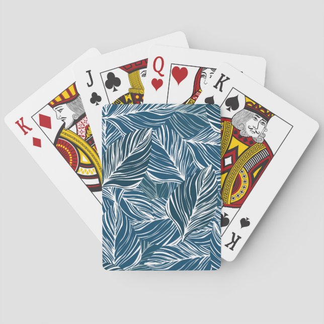Blue Leaf Pattern: Vintage Wallpaper. Poker Cards (Back)