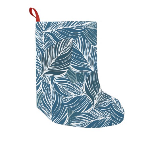Blue Leaf Pattern Vintage Wallpaper Small Christmas Stocking