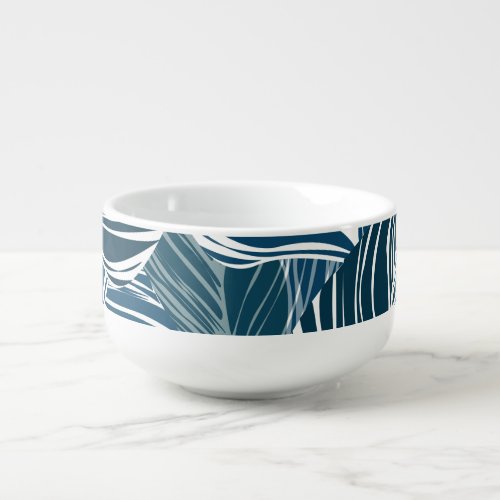 Blue Leaf Pattern Vintage Wallpaper Soup Mug