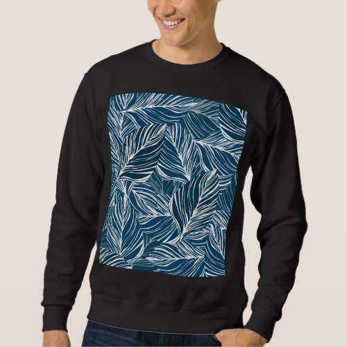 Blue Leaf Pattern Vintage Wallpaper Sweatshirt