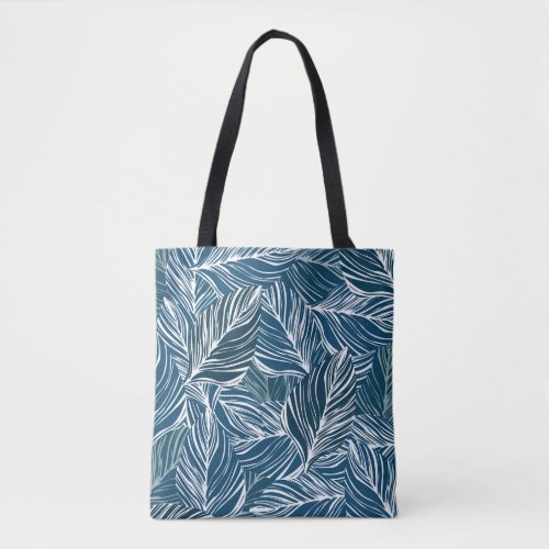 Blue Leaf Pattern Vintage Wallpaper Tote Bag