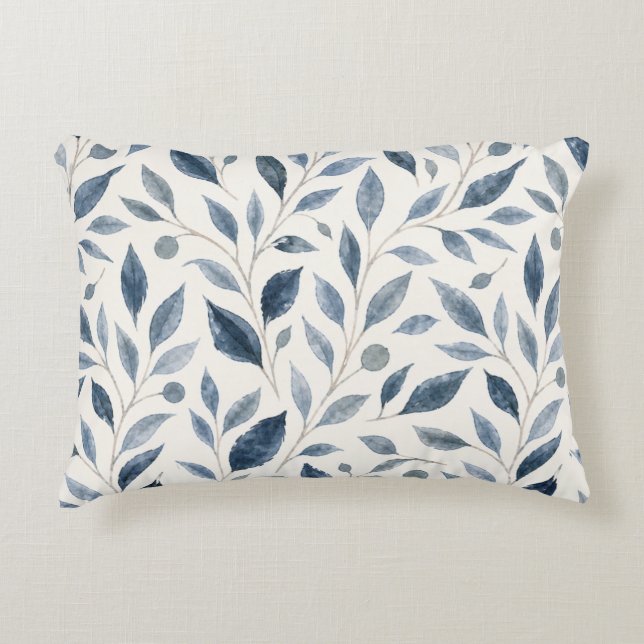 Blue Leaf Personalized Accent Pillow (Front)