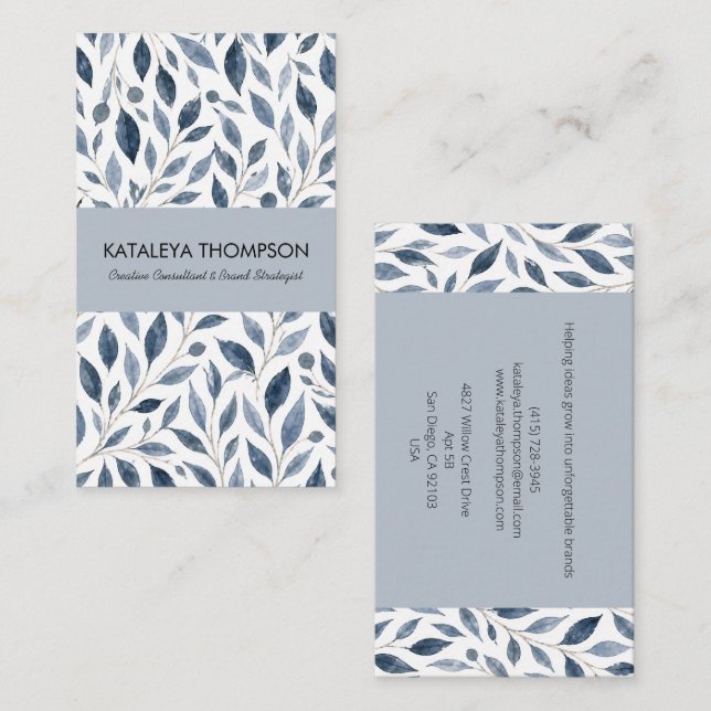 Blue Leaf Personalized Business Card (Front/Back)