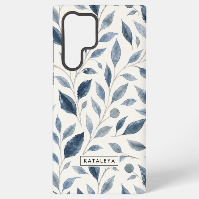 Blue Leaf Personalized  Samsung Galaxy Case (Back)