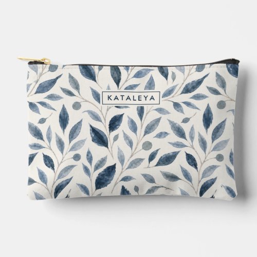 Blue Leaf Personalized with Name Accessory Pouch