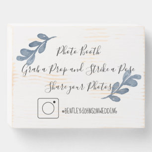Blue Leaf Photo Booth Wedding Sign Personalized