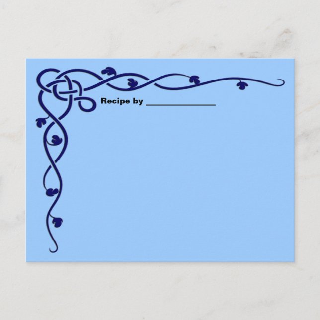 Blue Leaf Vine Recipe Blank Card (Front)
