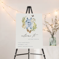 Blue Leafy Foliage Boy Clothes Baby Shower Welcome