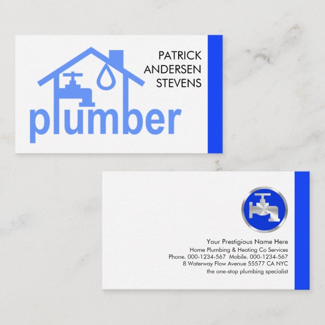 Blue Leaking Home Piping Plumbing Frame Business Card (Front/Back)