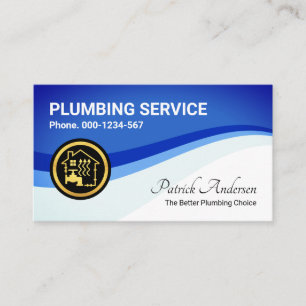 Blue Leaking Water Waves Plumber Business Card