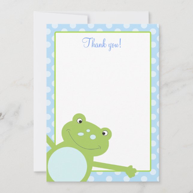Blue Leap Frog Froggy Flat Thank you notes (Blue) (Front)