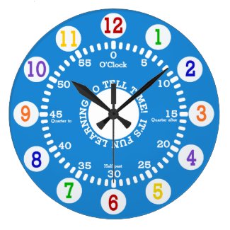 Blue Learning to Tell Time Large Clock