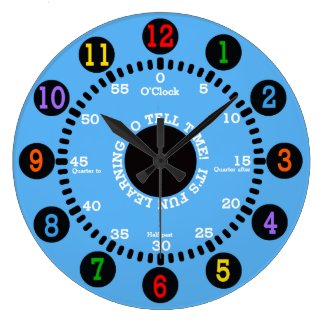 Blue Learning to Tell Time Large Clock