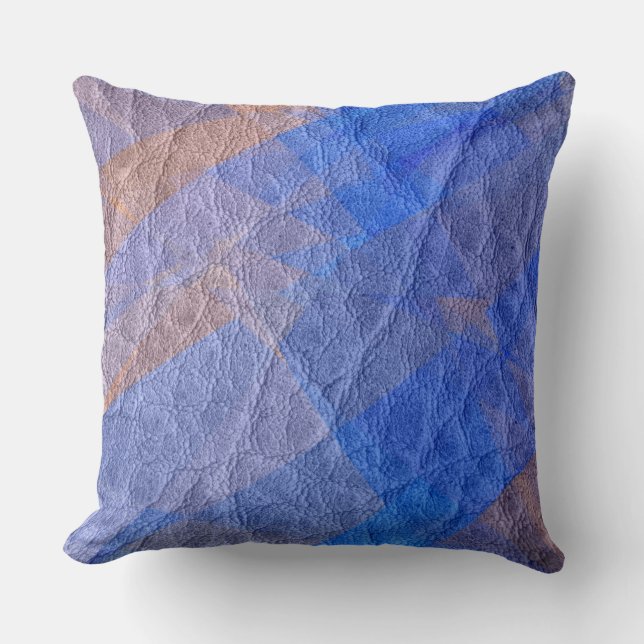 Blue Leather #2 Throw Pillow (Front)