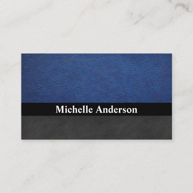 Blue Leather | Black Texture Business Card (Front)