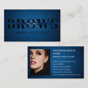 Blue leather Brows Typography Eyebrow Salon Photo  Business Card