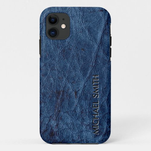 Blue Leather iPhone 11 Case